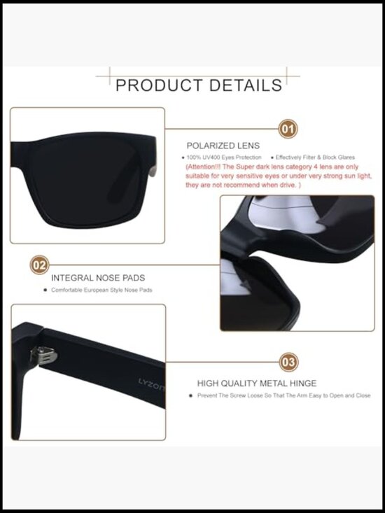 Extra Large Polarized Square Sunglasses for Big Wide Heads main image 7